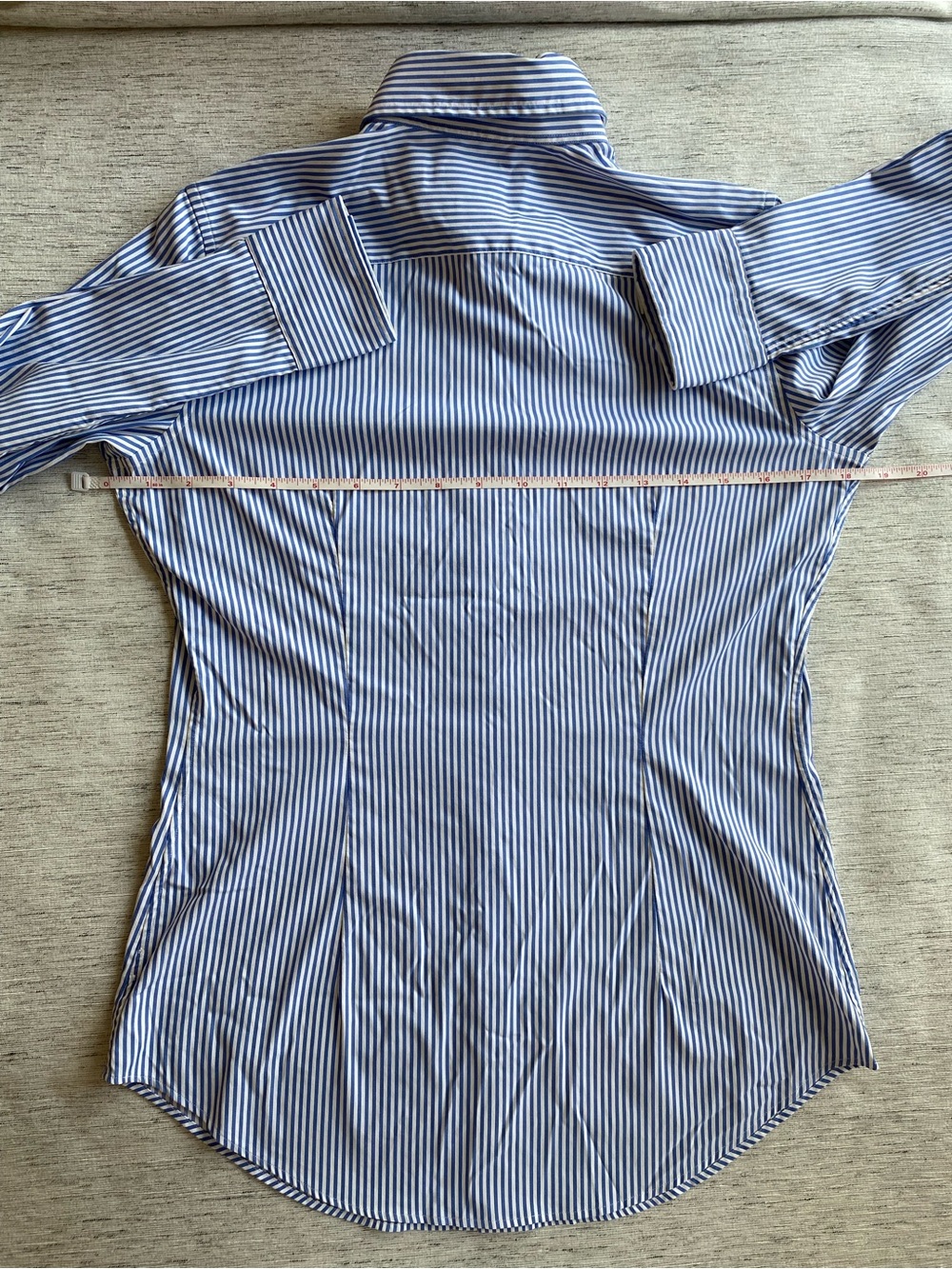 Polo Ralph Lauren Women's Slim Fit Shirt Blue White Stripe Nylon stretch medium - Picture 15 of 15